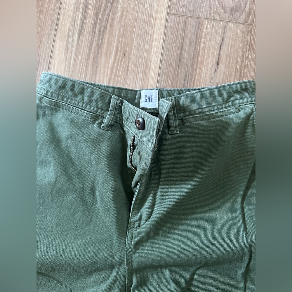 GAP Olive cropped  high rise wide leg cotton Pants